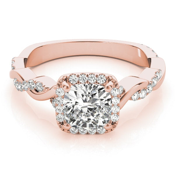 14K Rose Gold 1 1/3 ct tw Halo Diamond Engagement Ring
