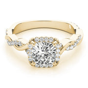 18K Yellow Gold 1 1/3 ct tw Halo Diamond Engagement Ring