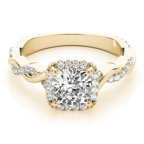 18K Yellow Gold 1 1/3 ct tw Halo Diamond Engagement Ring