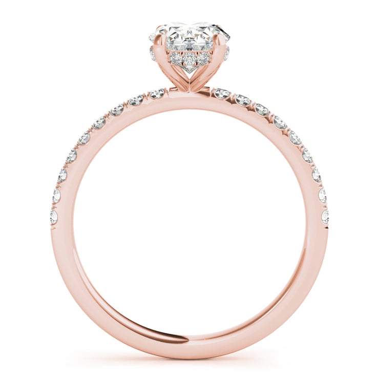 14K Rose Gold 1/3 ct tw Halo Diamond Engagement Ring