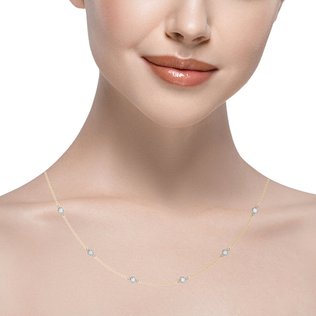 14K Rose Gold 1 ct tw Fashion Diamond Necklace