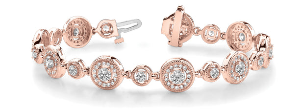 18K Rose Gold Vintage Diamond Bracelet