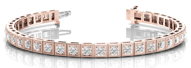 14K Rose Gold 7/8 ct tw Vintage Diamond Bracelet