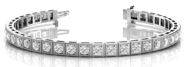 14K White Gold 7/8 ct tw Vintage Diamond Bracelet