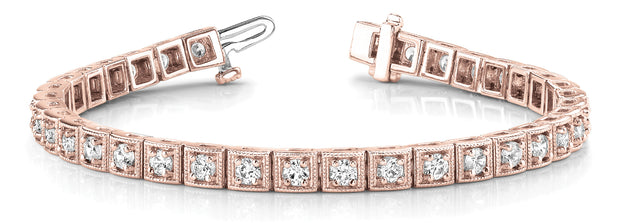 18K Rose Gold 1 5/8 ct tw Vintage Diamond Bracelet