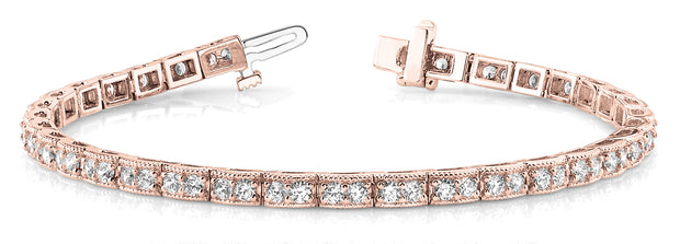 18K Rose Gold 2 ct tw Vintage Diamond Bracelet