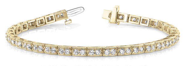 18K Yellow Gold 2 ct tw Vintage Diamond Bracelet