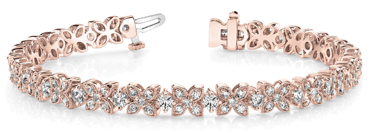 14K Rose Gold 3 1/4 ct tw Fashion Diamond Bracelet