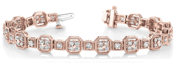 14K Rose Gold 2 ct tw Vintage Diamond Bracelet