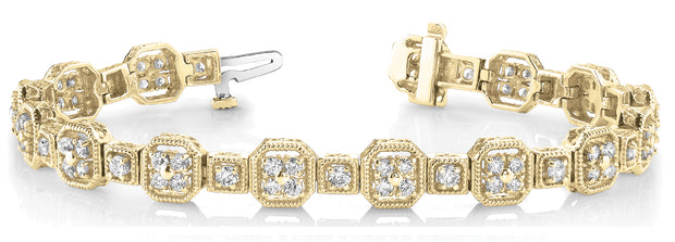 18K Yellow Gold 2 ct tw Vintage Diamond Bracelet
