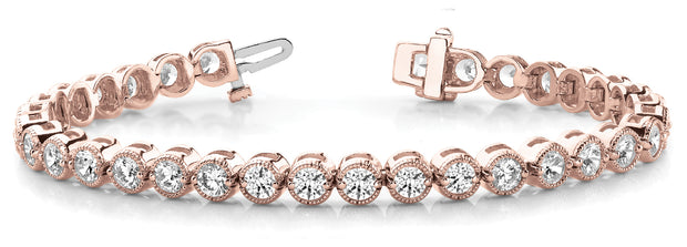 18K Rose Gold 1 ct tw Vintage Diamond Bracelet