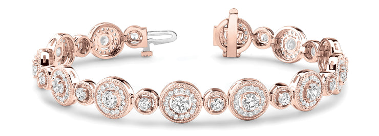14K Rose Gold 4 1/2 ct tw Vintage Diamond Bracelet