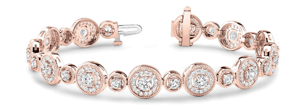 18K Rose Gold 4 1/2 ct tw Vintage Diamond Bracelet