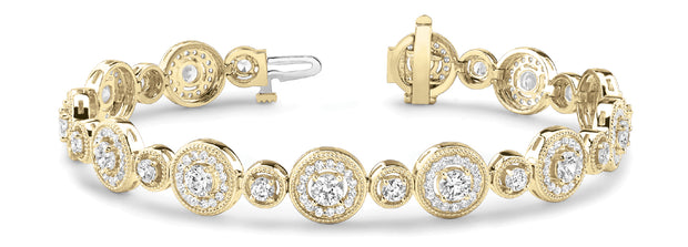 14K Yellow Gold 4 1/2 ct tw Vintage Diamond Bracelet