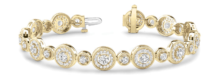 14K Yellow Gold 4 1/2 ct tw Vintage Diamond Bracelet