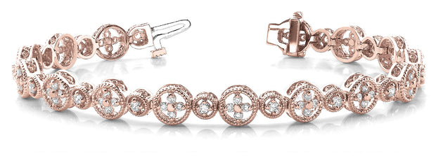 14K Rose Gold 1 3/8 ct tw Vintage Diamond Bracelet