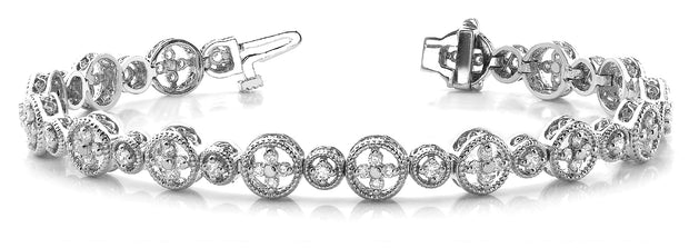 18K White Gold 1 3/8 ct tw Vintage Diamond Bracelet