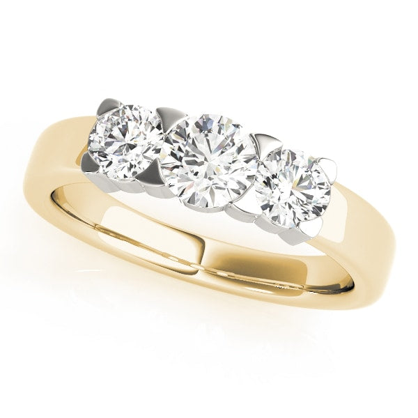 18K Yellow Gold 1 ct tw Three Stone Diamond Engagement Ring