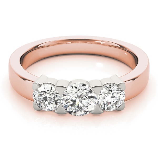 18K Rose Gold 1 ct tw Three Stone Diamond Engagement Ring