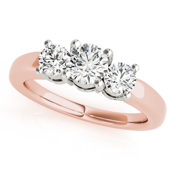 14K Rose Gold 1 ct tw Three Stone Diamond Engagement Ring