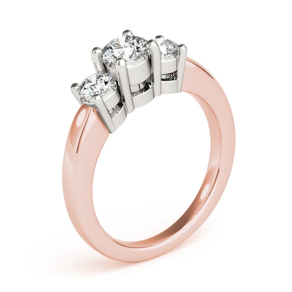 18K Rose Gold 1 1/2 ct tw Three Stone Diamond Engagement Ring