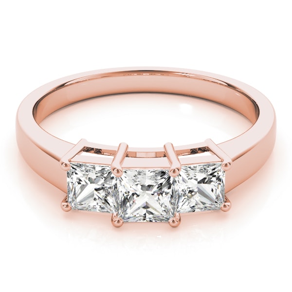 14K Rose Gold 1 1/8 ct tw Three Stone Diamond Engagement Ring