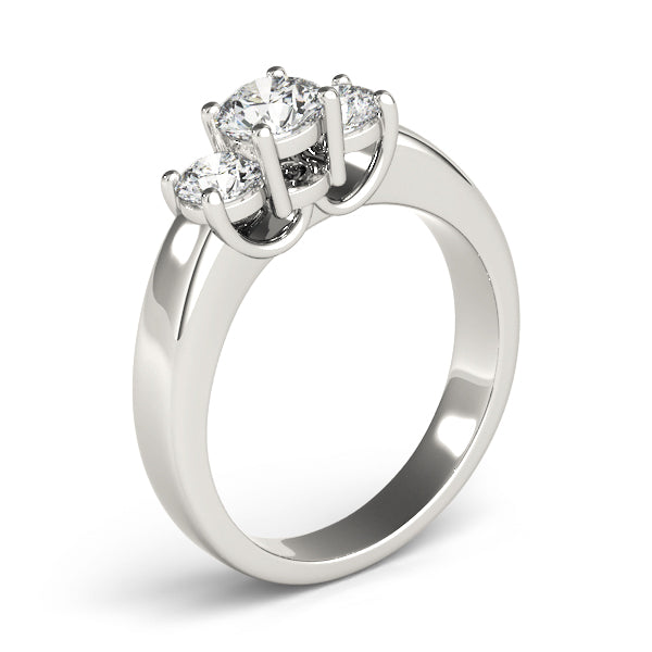 1 CT Round Diamond Three Stone Engagement Ring