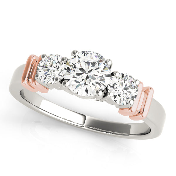 18K Rose Gold 1 ct Diamond Three-Stone Engagement Ring