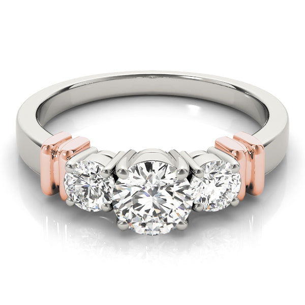 18K Rose Gold 1 ct Diamond Three-Stone Engagement Ring