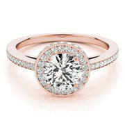 18K Rose Gold 1 1/2 ct tw Halo Diamond Engagement Ring
