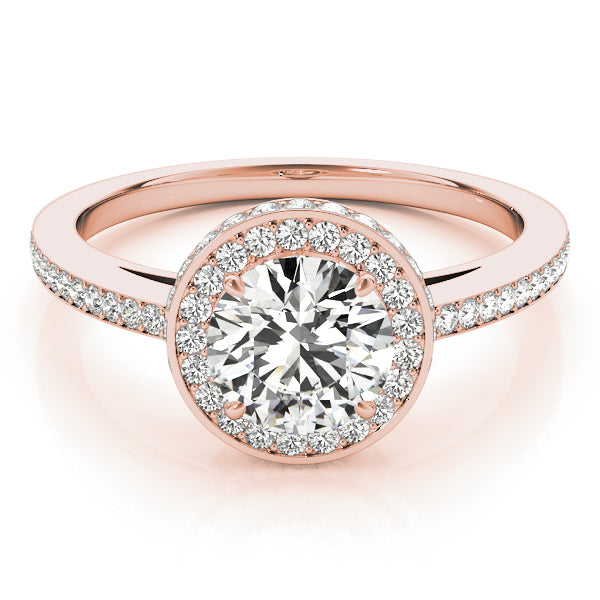 14K Rose Gold 1 1/2 ct tw Halo Diamond Engagement Ring