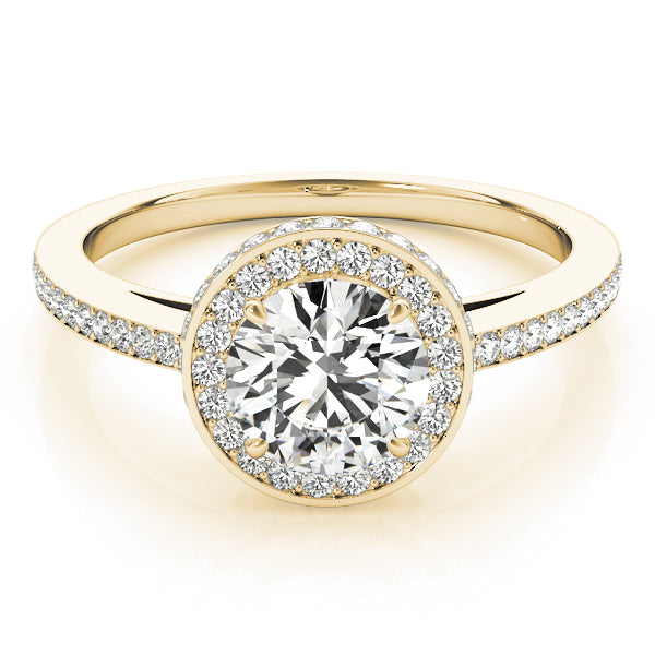 18K Yellow Gold 1 1/2 ct tw Halo Diamond Engagement Ring