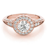 14K Rose Gold 7/8 ct tw Halo Diamond Engagement Ring