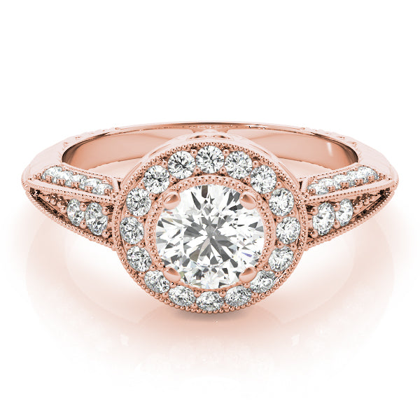 14K Rose Gold 7/8 ct tw Halo Diamond Engagement Ring