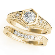 14K Yellow Gold Vintage Diamond Engagement Ring