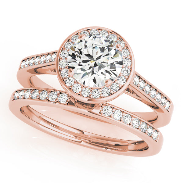18K Rose Gold Diamond Halo Engagement Ring 0.75ctw