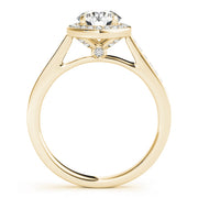 18K Yellow Gold Round Diamond Halo Engagement Ring