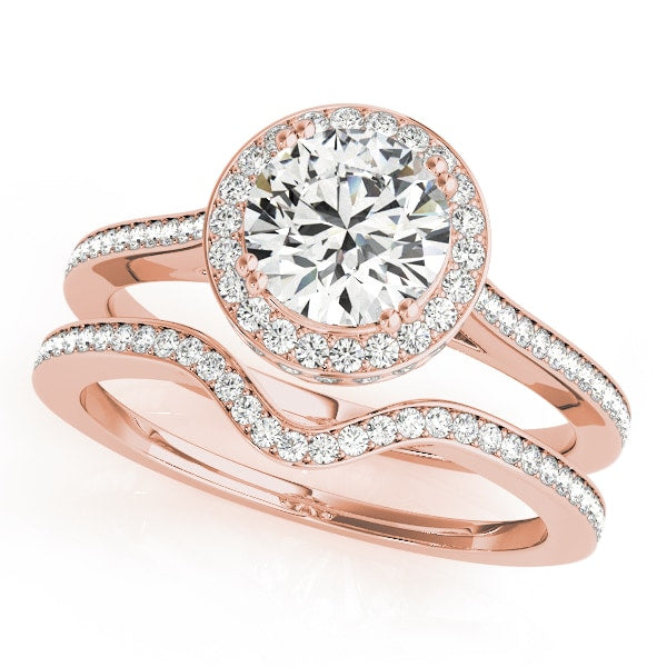 14K Rose Gold 1 1/2 ct tw Halo Diamond Engagement Ring