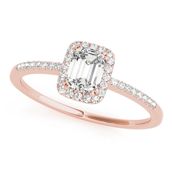 14K Rose Gold 1 1/5 ct tw Halo Diamond Engagement Ring
