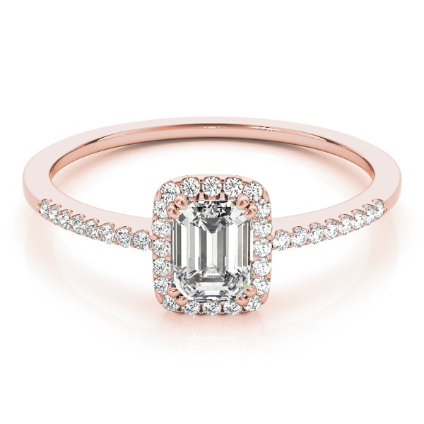 18K Rose Gold 1 1/5 ct tw Halo Diamond Engagement Ring