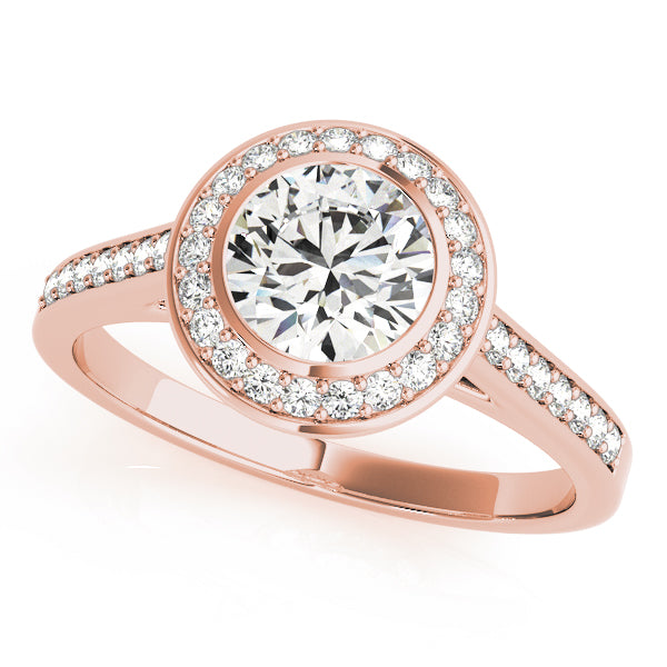 14K Rose Gold 1 1/4 ct tw Halo Diamond Engagement Ring