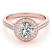 18K Rose Gold 1 1/4 ct tw Halo Diamond Engagement Ring