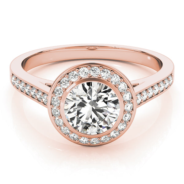 18K Rose Gold 1 1/4 ct tw Halo Diamond Engagement Ring