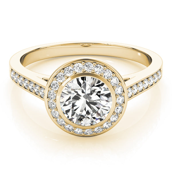 14K Yellow Gold 1 1/4 ct tw Halo Diamond Engagement Ring