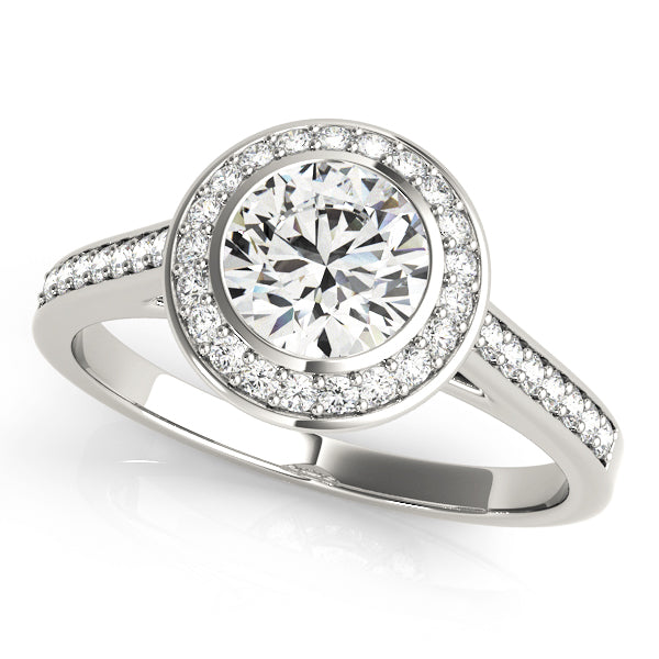 14K White Gold 1 1/4 ct tw Halo Diamond Engagement Ring