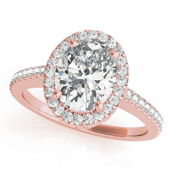 14K Rose Gold 5/8 ct tw Halo Diamond Engagement Ring