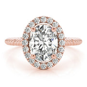 18K Rose Gold 1 ct tw Halo Diamond Engagement Ring