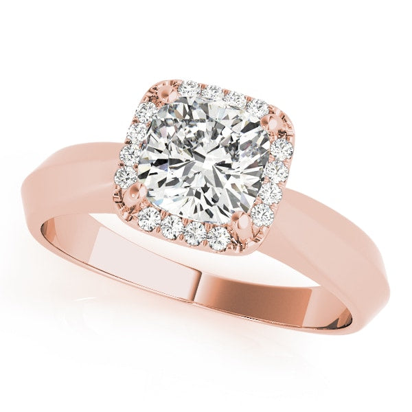 14K Rose Gold 1 ct tw Halo Diamond Engagement Ring