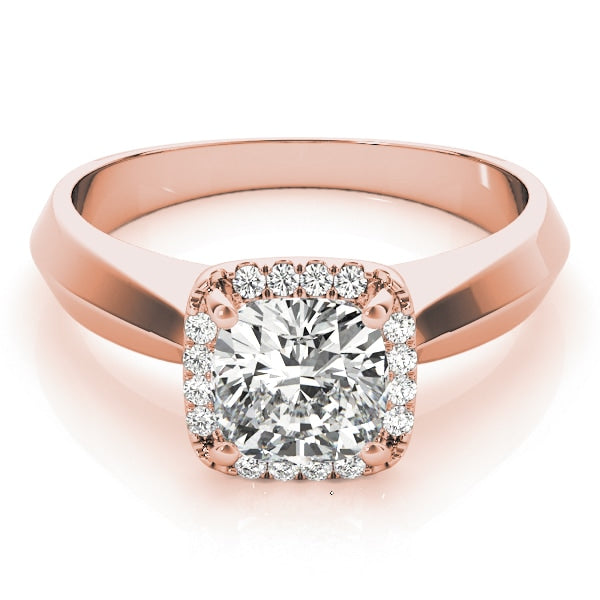 14K Rose Gold 1 ct tw Halo Diamond Engagement Ring
