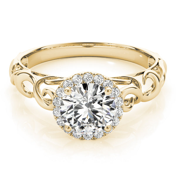18K Yellow Gold 1 ct tw Halo Diamond Engagement Ring